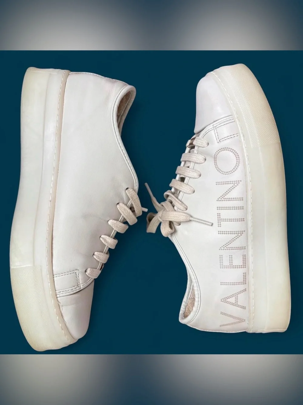 Valentino Cream Leather Platform Sneaker